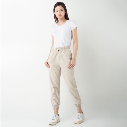 Benhill Celana  "Rae"  Stretch Wanita High Waist Jogger Pants Beige 283-32991