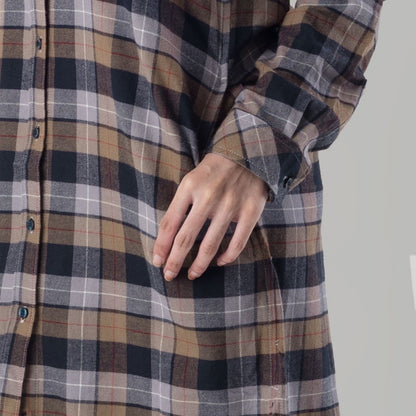 Benhill Kemeja Tunik Flannel Wanita Kotak Abu 0731-11335