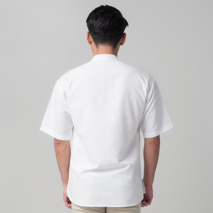 Benhill Baju Koko Pria Qurta Kurta Stripe Pendek Putih 29954-3211H
