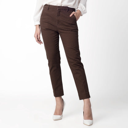 Celana Tartan Wanita Plaid Pants Brown 264-32582