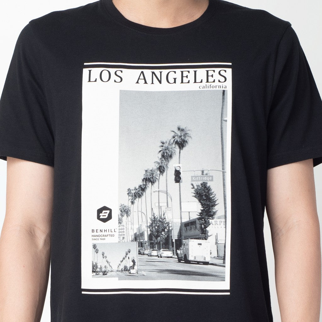 Benhill T-shirt Grafis Katun 30s Combed Lengan Pendek Hitam 322-359-35268