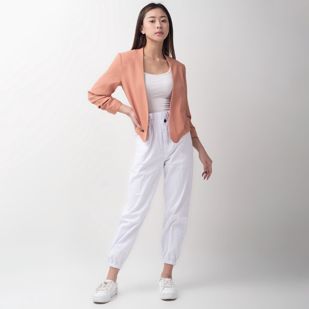 Benhill "Nayeon" Blazer Kerja / Outer Wanita Premium  Lengan Serut Salmon Pink 796-39499