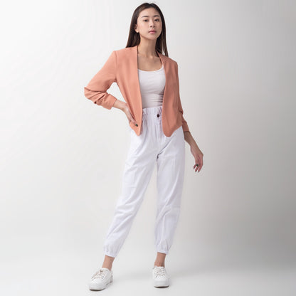 Benhill "Nayeon" Blazer Kerja / Outer Wanita Premium  Lengan Serut Salmon Pink 796-39499