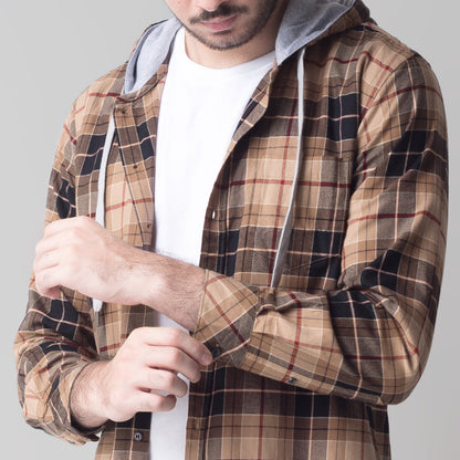 Benhill Hoodie Flannel Kotak Coklat 63-11538