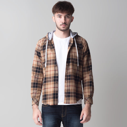 Benhill Hoodie Flannel Kotak Coklat 63-11538
