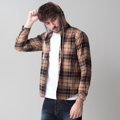 Benhill Hoodie Flannel Kotak Coklat 63-11538