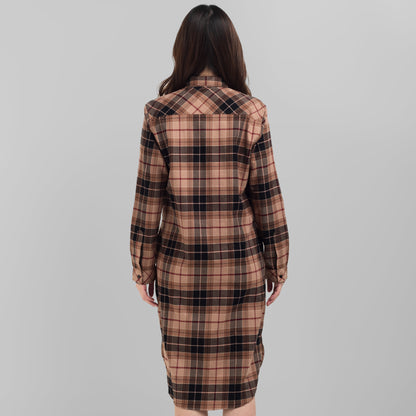 Benhill Kemeja Tunik Flannel Wanita Kotak Coklat 0728-11535