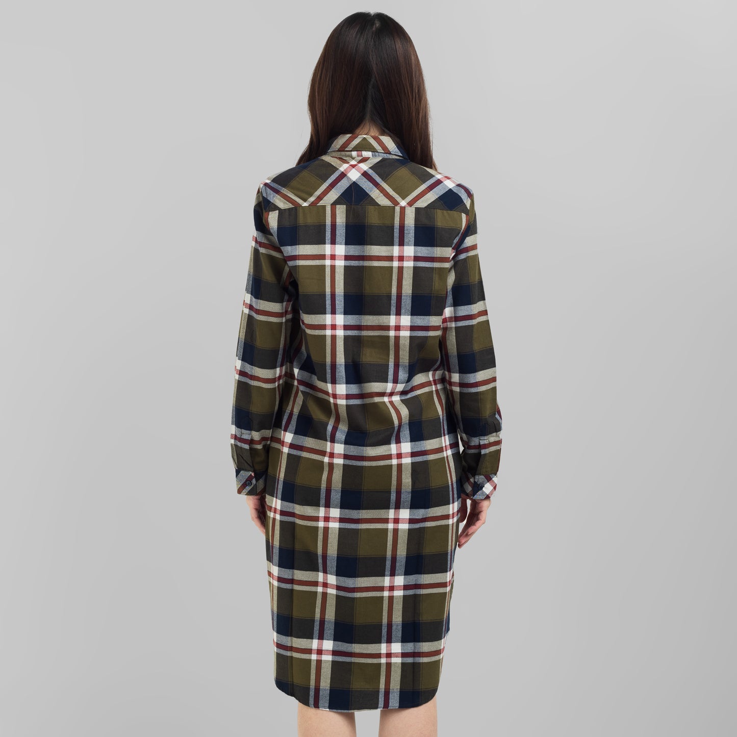 Benhill Kemeja Tunik Flannel Wanita KotakHijau  0727-11735