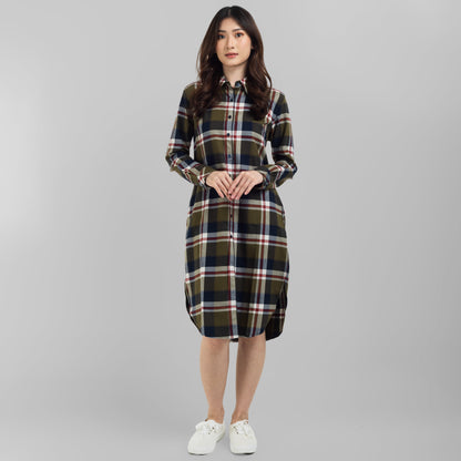 Benhill Kemeja Tunik Flannel Wanita KotakHijau  0727-11735