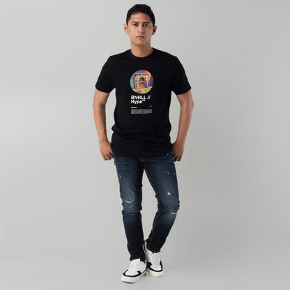 Benhill Kaos Grafis Katun 30s Combed Lengan Pendek Hitam 425-39268