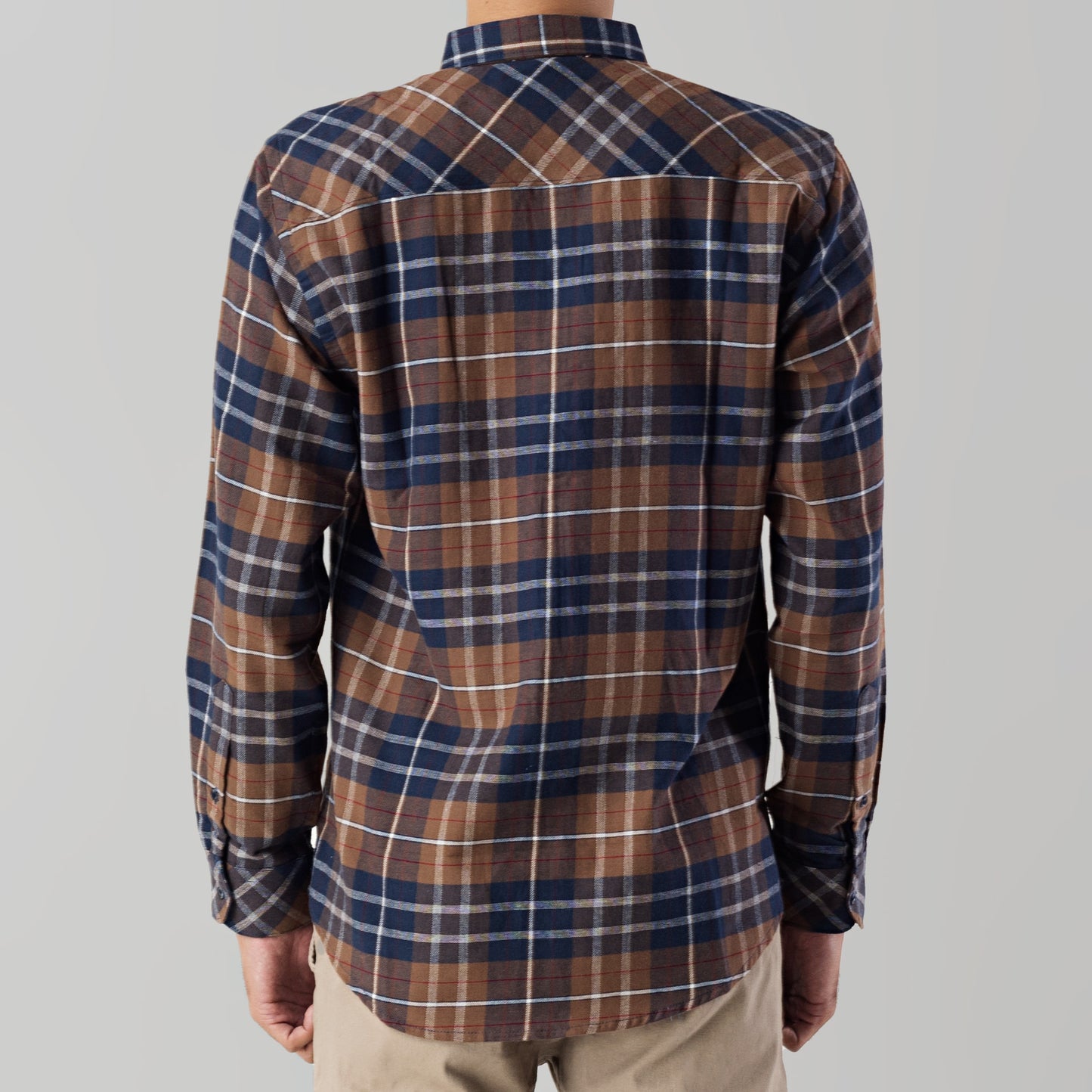 Benhill Kemeja Pria Flannel Lengan Panjang  Kotak Coklat 28083-11533