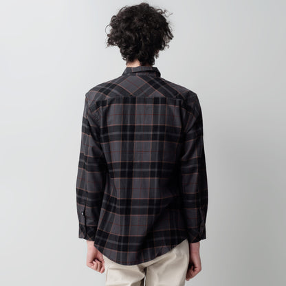 Benhill Kemeja Pria  Flanel Panjang  Kotak Abu  28180-11633