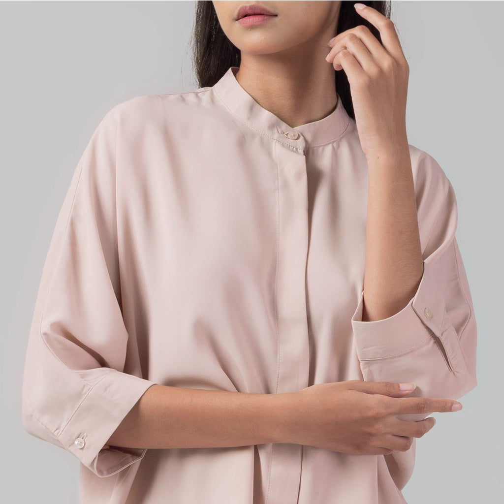 Benhill Kemeja Wanita " Sena" Tops Krah Shanghai 3/4 Dusty Pink A106