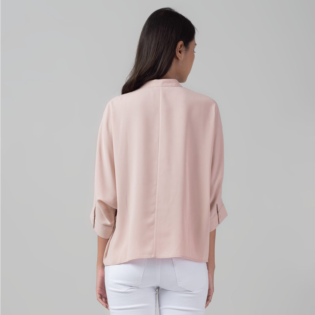 Benhill Kemeja Wanita " Sena" Tops Krah Shanghai 3/4 Dusty Pink A106