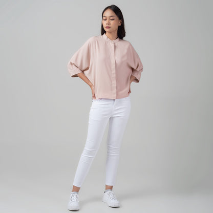 Benhill Kemeja Wanita " Sena" Tops Krah Shanghai 3/4 Dusty Pink A106