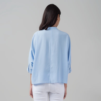 Benhill Kemeja Wanita " Sena" Tops Krah Shanghai 3/4 Blue A104