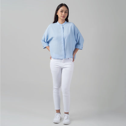 Benhill Kemeja Wanita " Sena" Tops Krah Shanghai 3/4 Blue A104