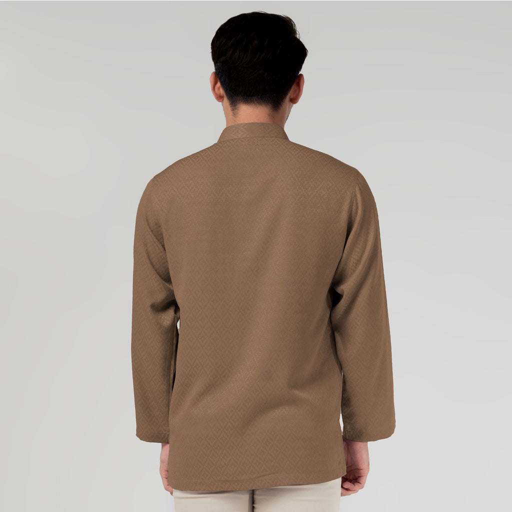 Benhill Kemeja Koko Pria "Tenun Sultan" Cotton Dobby Lengan Panjang Brown 29932-29933-36509