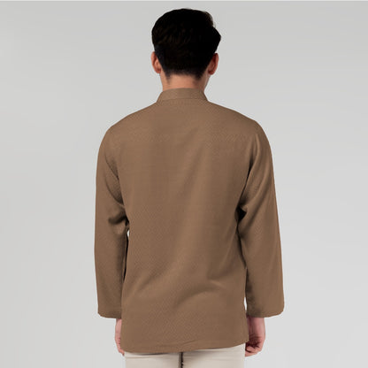 Benhill Kemeja Koko Pria "Tenun Sultan" Cotton Dobby Lengan Panjang Brown 29932-29933-36509