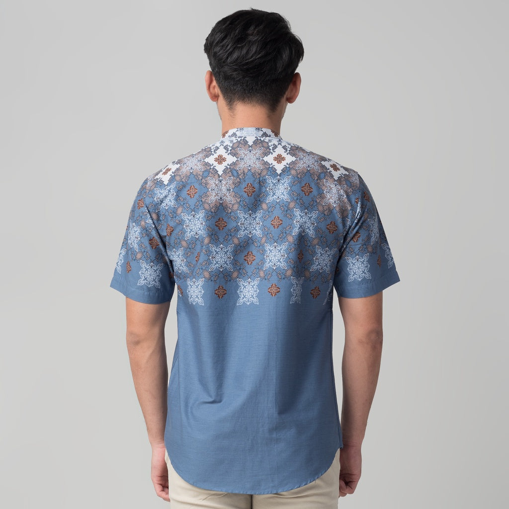 Benhill Kemeja Koko Pria Cotton Printing Lengan Pendek Blue 50011-46310