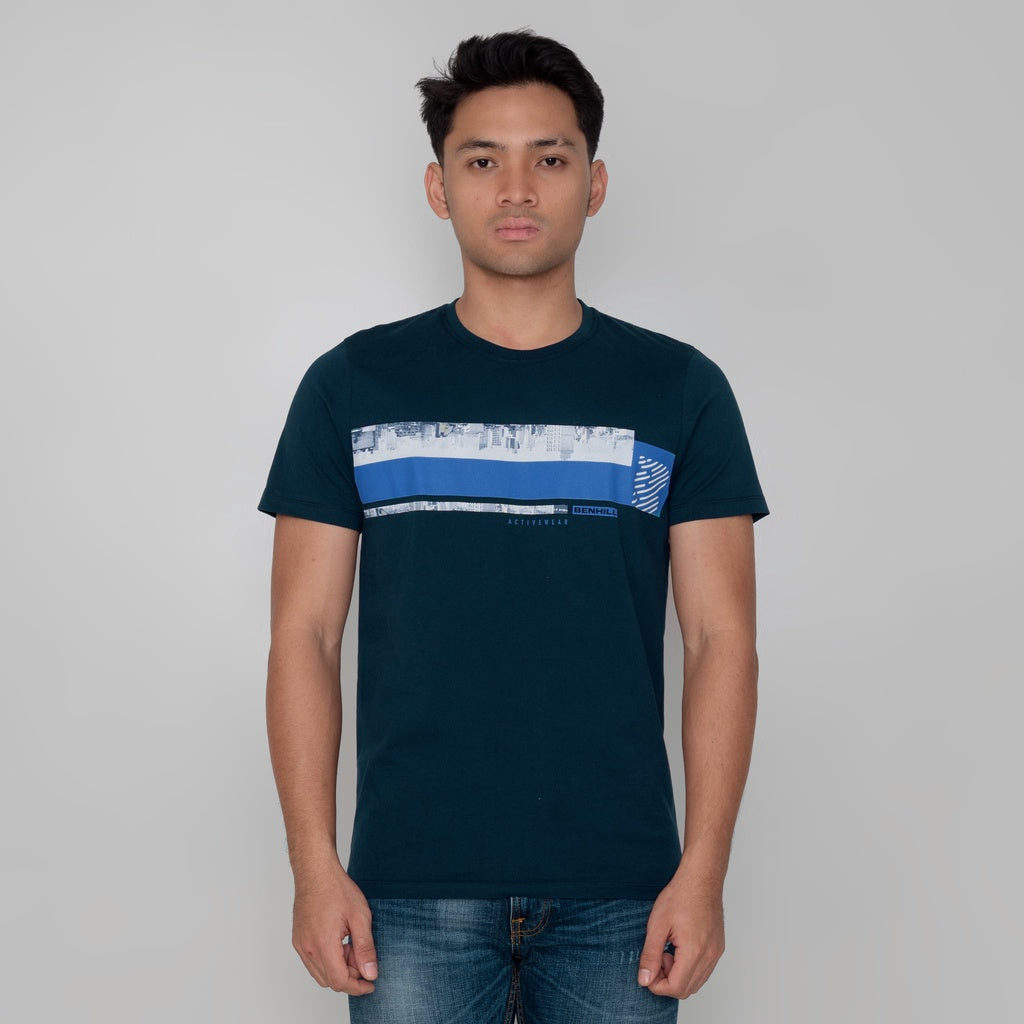 Benhill T-shirt Kaos Pria New Logo Collection Katun 24s Combed Pendek Navy A64-A65-29G68