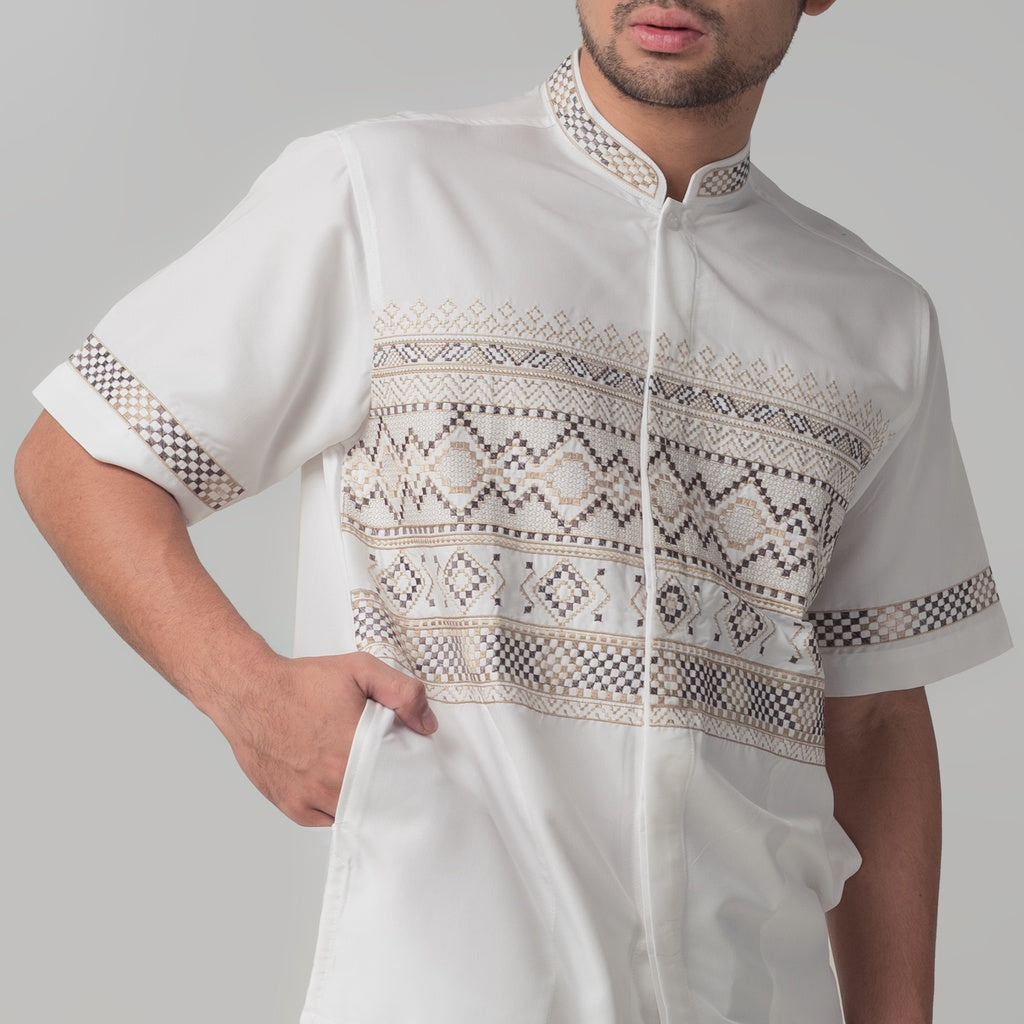 Benhill Taqwa Koko Bordir Pria Lengan Pendek Off White 2153-12108