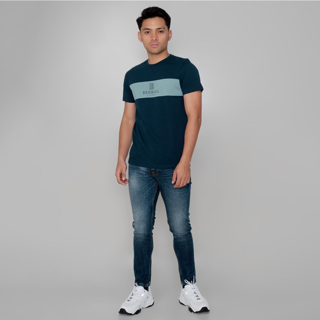 Benhill T-shirt Kaos Pria New Logo Collection Katun 24s Combed Pendek Navy A68-A69-29G68