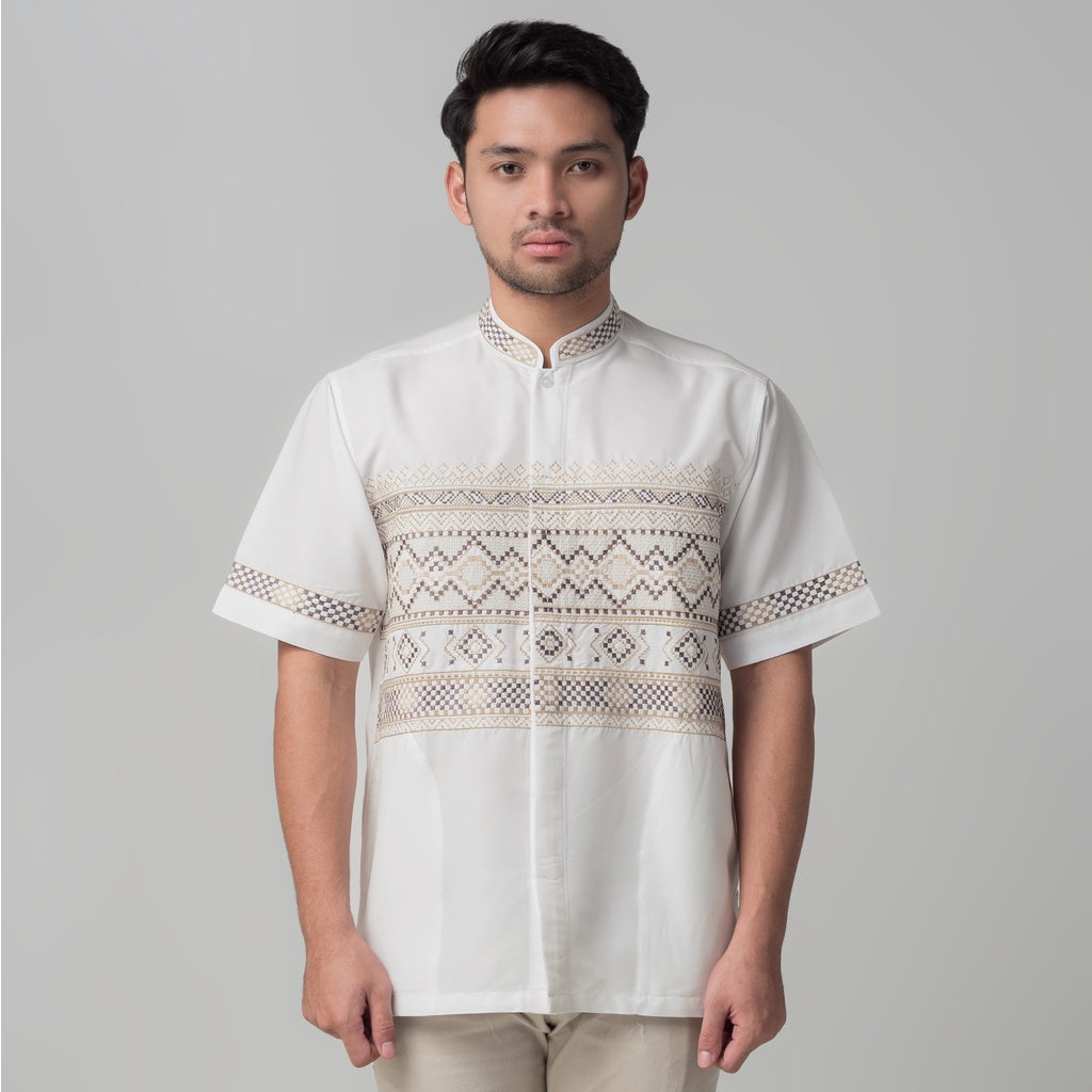 Benhill Taqwa Koko Bordir Pria Lengan Pendek Off White 2153-12108