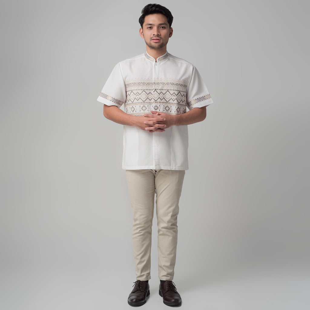 Benhill Taqwa Koko Bordir Pria Lengan Pendek Off White 2153-12108