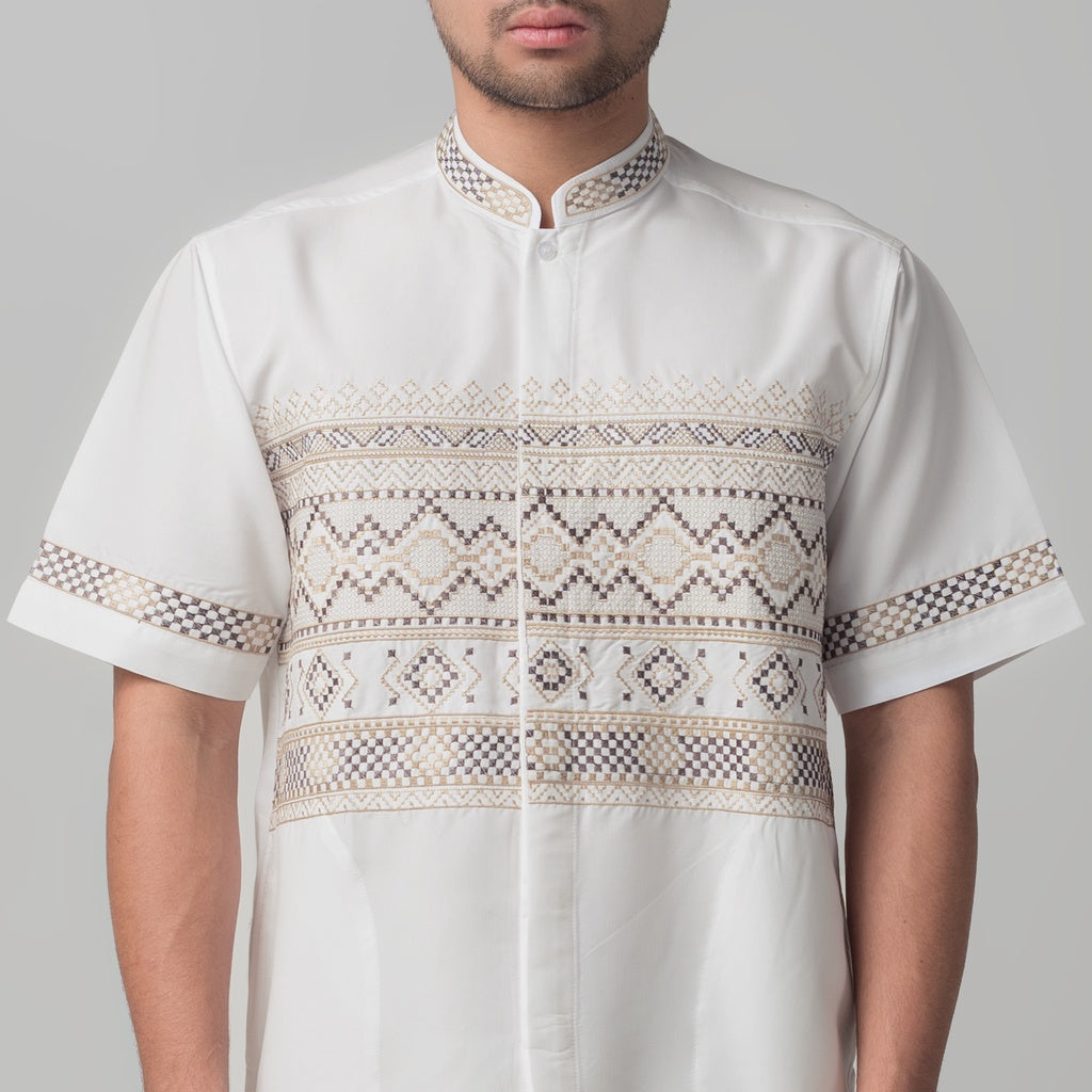 Benhill Taqwa Koko Bordir Pria Lengan Pendek Off White 2153-12108