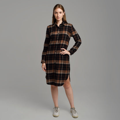 Benhill Kemeja Tunik Flannel Wanita Kotak Hitam 1210-11235