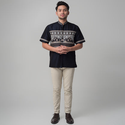 Benhill Taqwa Koko Bordir Pria Lengan Pendek Navy 2331-32-33-32G08