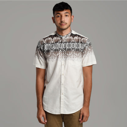 Benhill Kemeja Koko Pria Cotton Printing Lengan Pendek  Off White 50017-46510