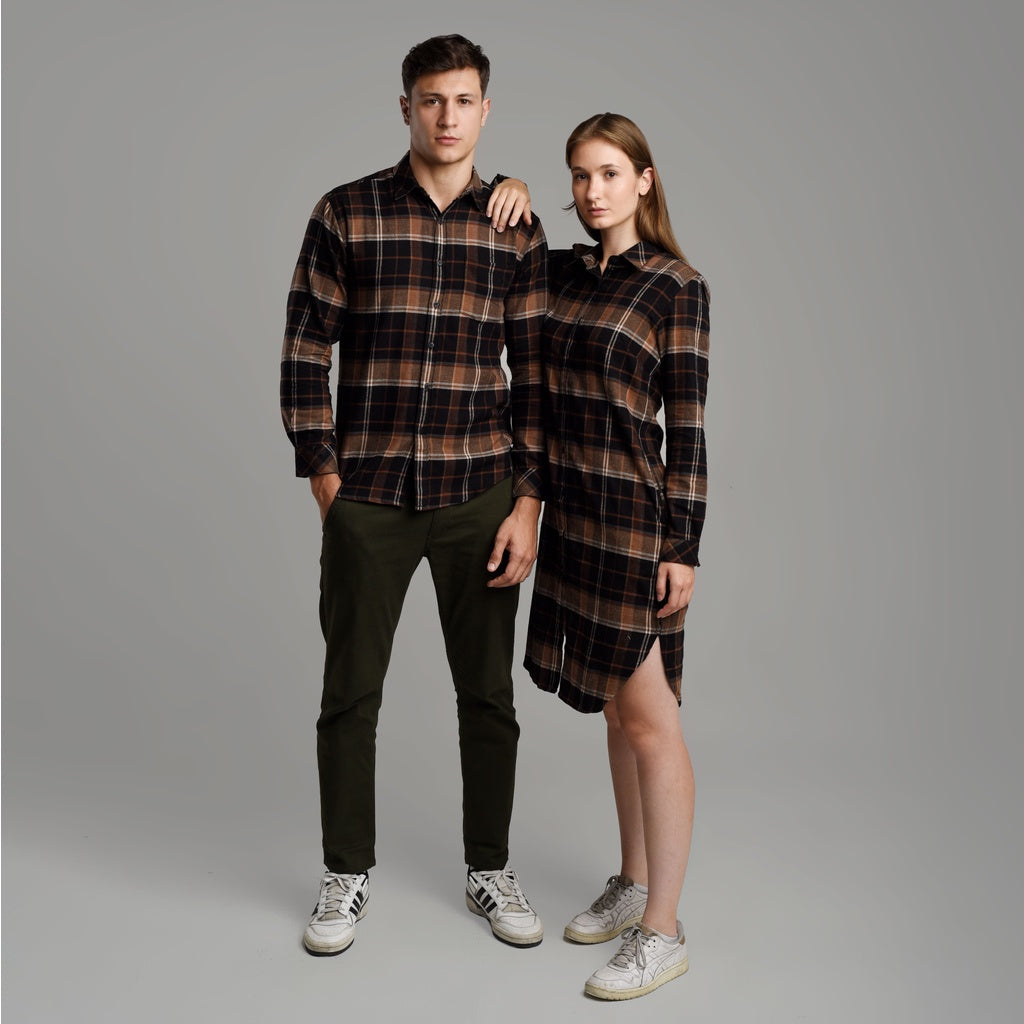 Benhill Kemeja Tunik Flannel Wanita Kotak Hitam 1210-11235