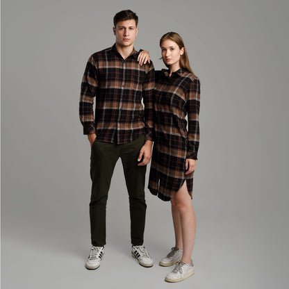 Benhill Kemeja Tunik Flannel Wanita Kotak Hitam 1210-11235