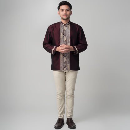 Benhill Taqwa Koko Bordir Pria Lengan Panjang Maroon 2280-81-82-32F07