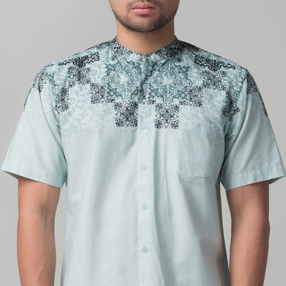 Benhill Kemeja Koko Pria Cotton Printing Lengan Pendek Dusty Blue 50074-16610