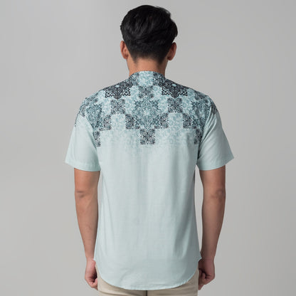Benhill Kemeja Koko Pria Cotton Printing Lengan Pendek Dusty Blue 50074-16610