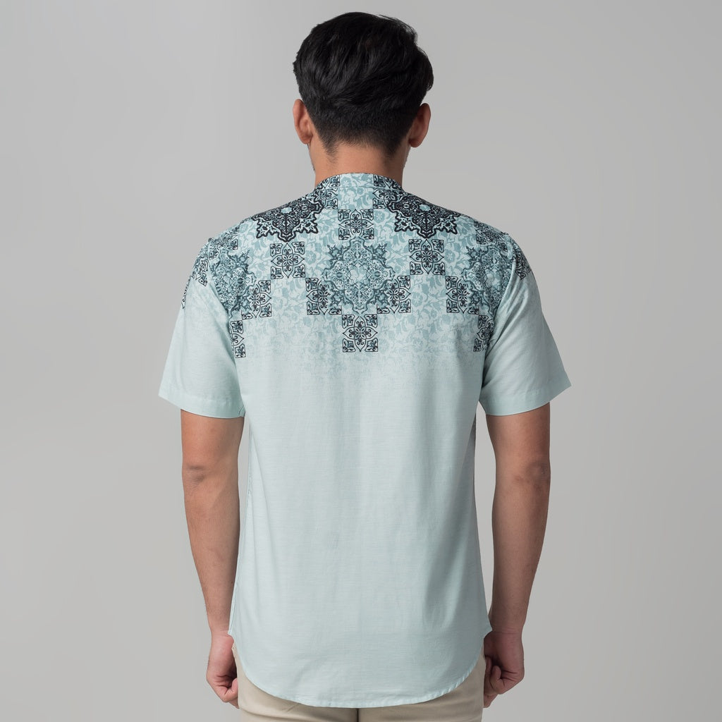 Benhill Kemeja Koko Pria Cotton Printing Lengan Pendek Dusty Blue 50074-16610