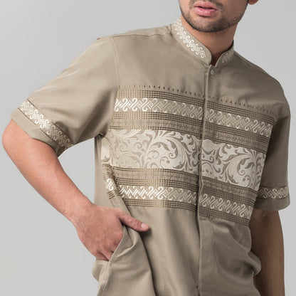 Benhill Taqwa Koko Bordir Pria Lengan Pendek Brown 2276-77-78-32708