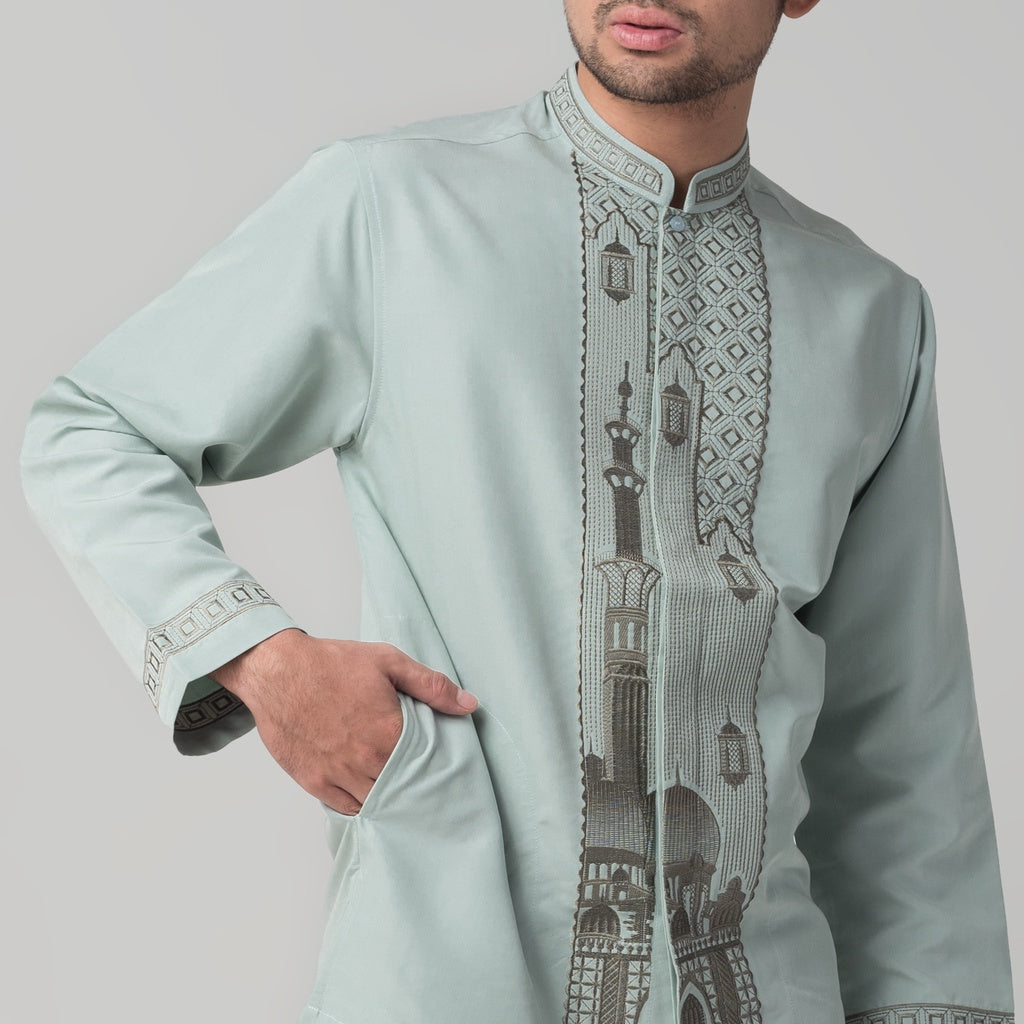 Benhill Taqwa Koko Bordir Pria Lengan Panjang Mint 2410-32707