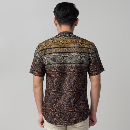 Benhill Kemeja Koko Pria Cotton Printing Lengan Pendek Hitam 50031-32-33-16210