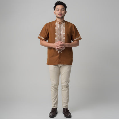 Benhill Taqwa Koko Bordir Pria Lengan Pendek Coklat 2344-46-12508