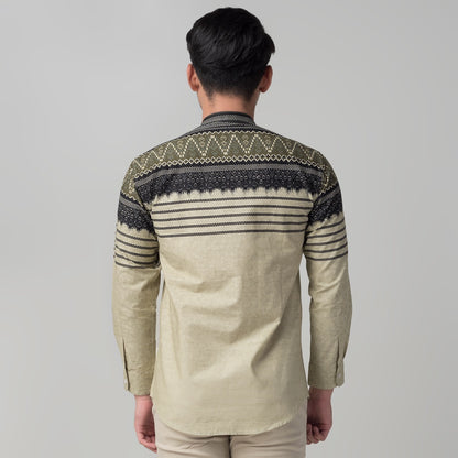 Benhill Kemeja Koko Pria Cotton Printing Lengan Panjang Green Tea 29833-34-46709