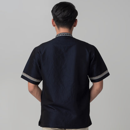 Benhill Taqwa Koko Bordir Pria Lengan Pendek Navy 2331-32-33-32G08