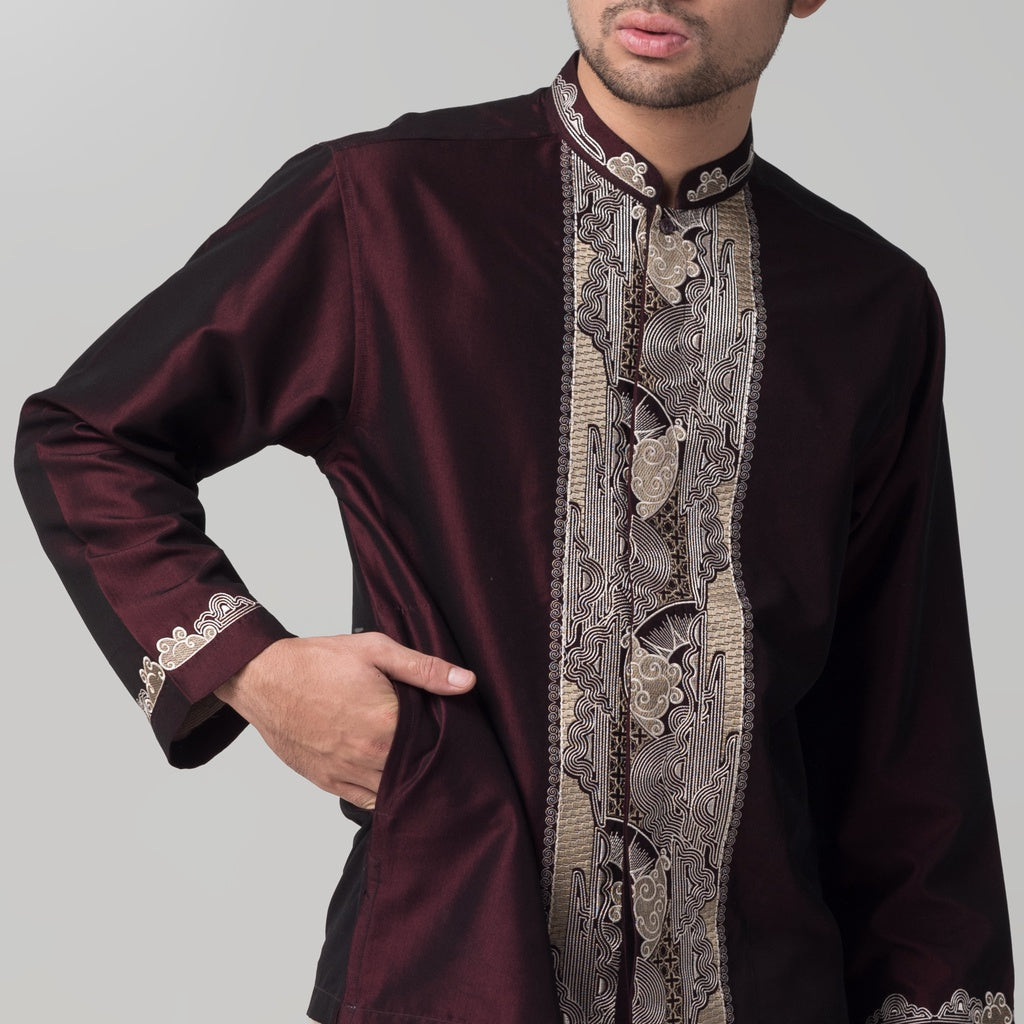 Benhill Taqwa Koko Bordir Pria Lengan Panjang Maroon 2280-81-82-32F07