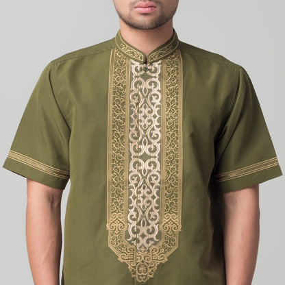 Benhill Taqwa Koko Bordir Pria Lengan Pendek Olive 2295-96-97-12708