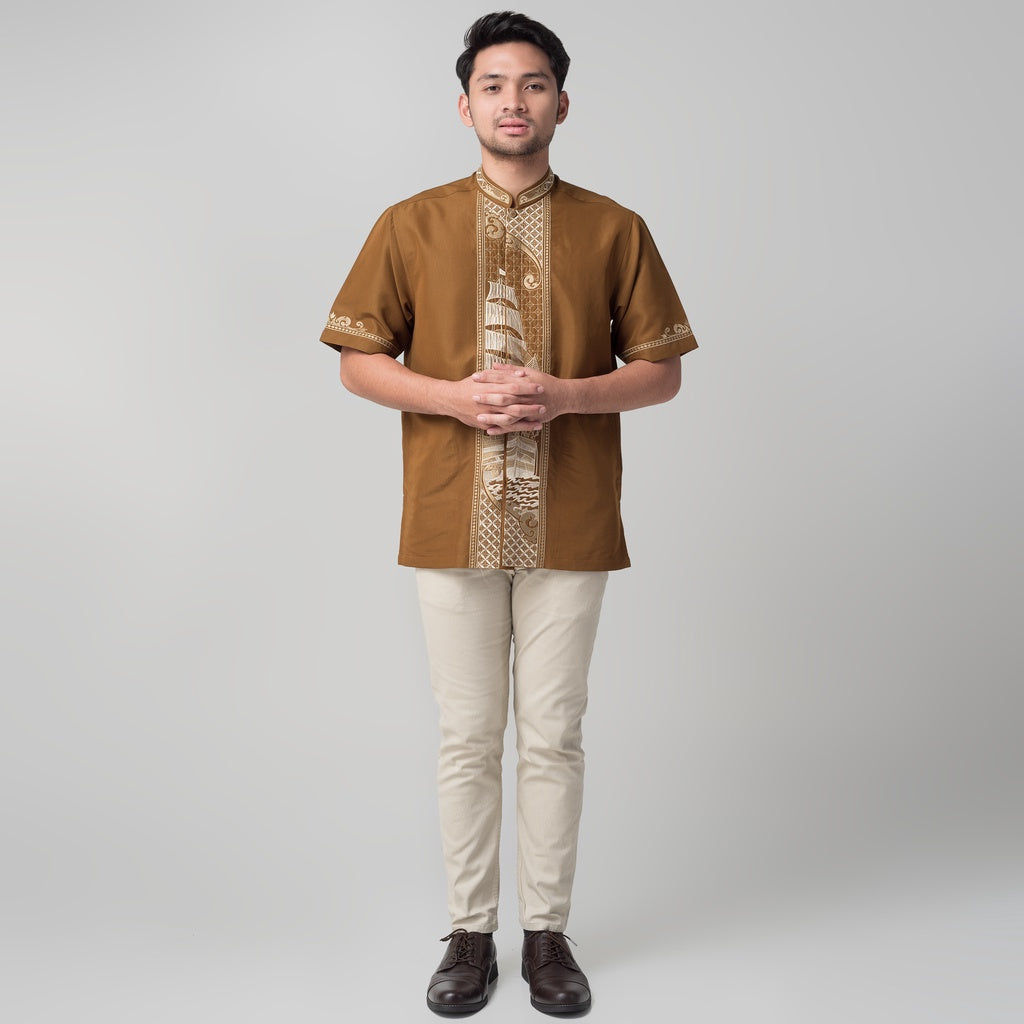Benhill Taqwa Koko Bordir Pria Lengan Pendek Brown 2406-07-08-32508