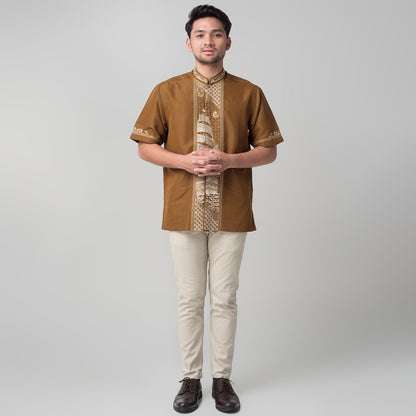 Benhill Taqwa Koko Bordir Pria Lengan Pendek Brown 2406-07-08-32508