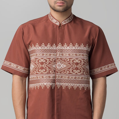 Benhill Taqwa Koko Bordir Pria Lengan Pendek Terracotta 2382-09-84-36408